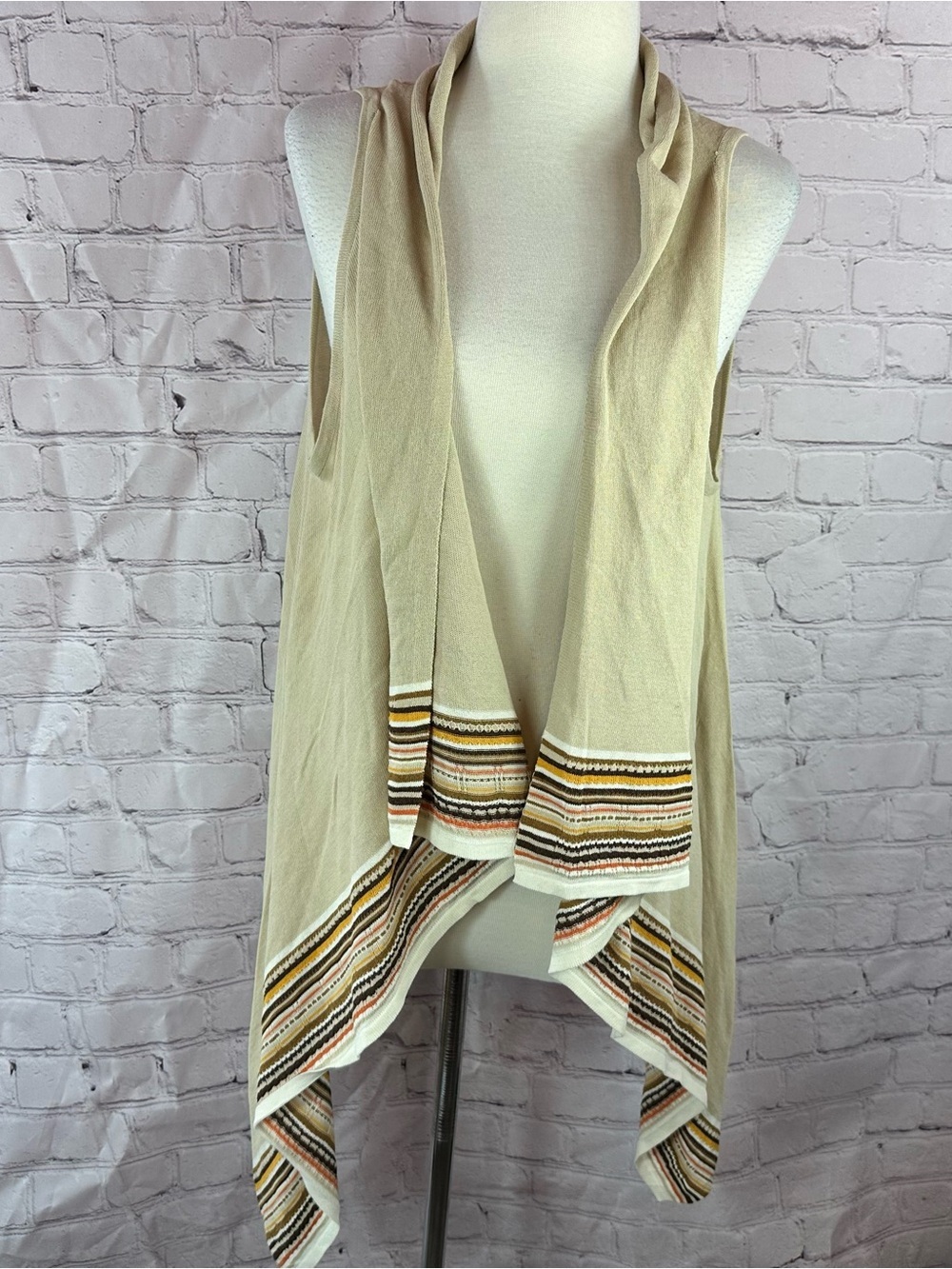 Ruby Rd. Sleeveless Drape Cardigan vest women XL boho coastal cowgirl layering